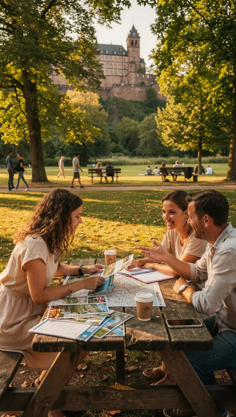 Professionelles Team arbeitet an digitaler Koordination von Flügen, Zügen und Unterkünften für Deutschlandtour.